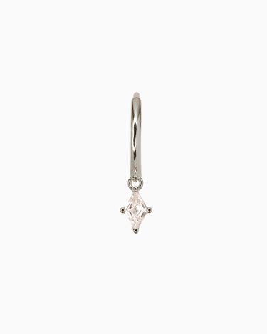 Diamond mini charlotte hoop earrings in sterling silver as cartilage earrings.