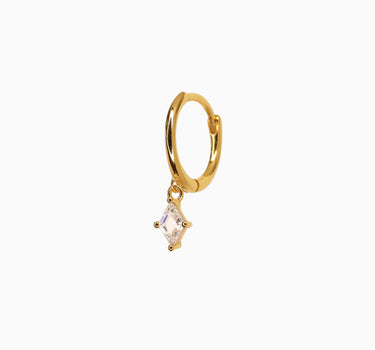 Diamond mini charlotte hoop earrings in 18k gold plated sterling silver as cartilage earrings.
