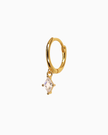 Diamond mini charlotte hoop earrings in 18k gold plated sterling silver as cartilage earrings.