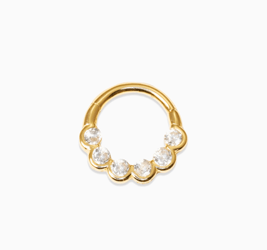 Diamond luna clicker hoop earrings in 18k gold plated sterling silver as cartilage earrings.