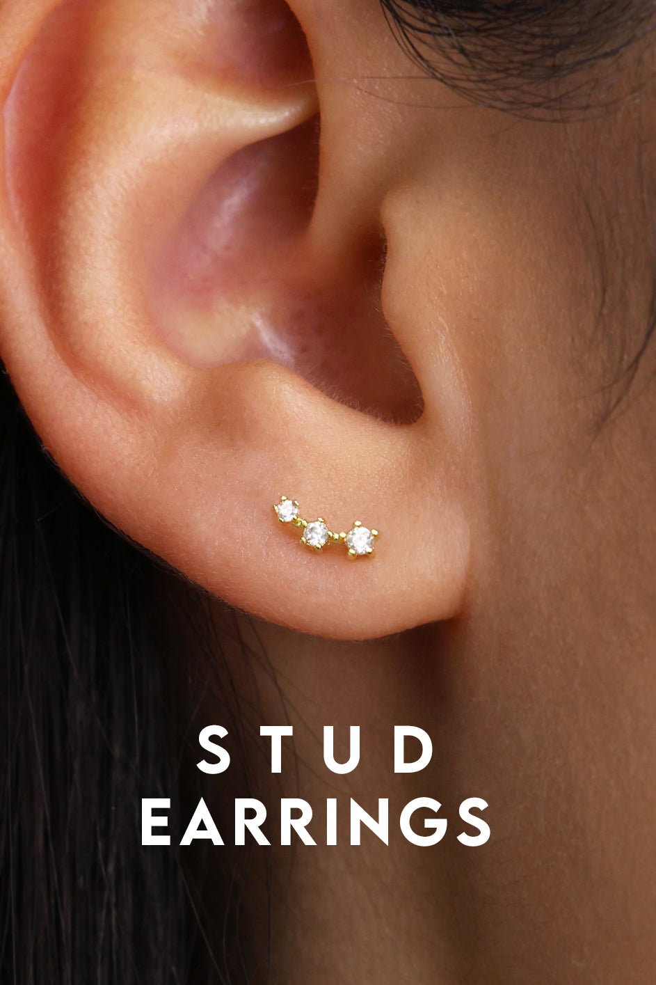 Stud earrings collection in 18K gold and 925 sterling silver