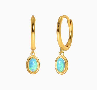 Blue Opal Dangle Hoops - eyrful