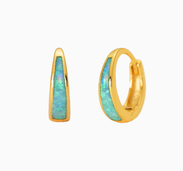 Blue Opal Inlay Tapered Hoops - eyrful