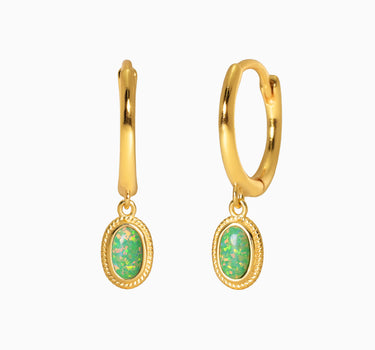 Garden Green Opal Dangle Hoops - eyrful