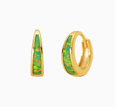 Garden Green Opal Inlay Tapered Hoops - eyrful