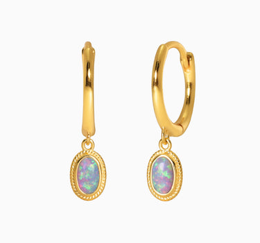 Purple Opal Dangle Hoops - eyrful