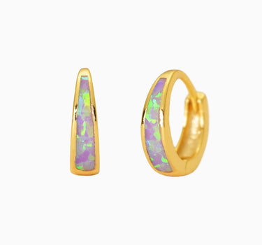 Purple Opal Inlay Tapered Hoops - eyrful