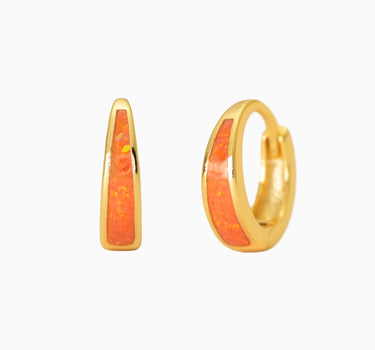 Red Opal Inlay Tapered Hoops - eyrful