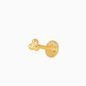 3 bead push pin earrings in 18k gold plated sterling silver as earlobe or cartilage earrings.