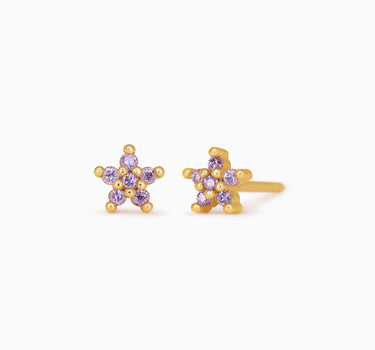 5 Petal Amethyst Flower Studs - eyrful