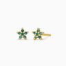 5 Petal Emerald Flower Studs - eyrful