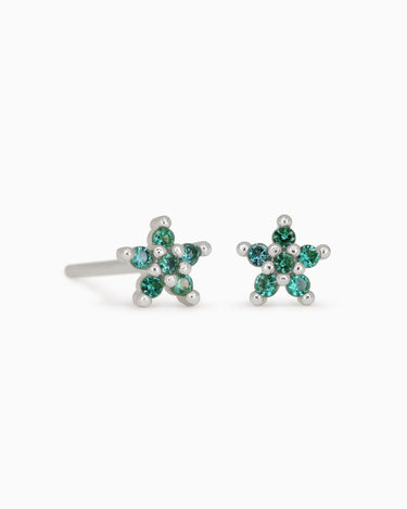 5 Petal Emerald Flower Studs - eyrful