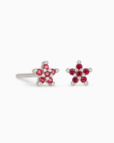 5 Petal Ruby Flower Studs - eyrful