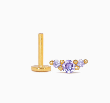 Alexandrite climber flat back earrings in 18k gold plated sterling silver as earlobe or cartilage earringsl.