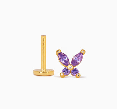 Amethyst Butterfly Flat Back Labret - eyrful