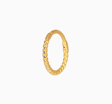 18k gold plated sterling silver braided clicker hoop earrings.