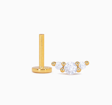 Diamond climber flat back earrings with diamond stones in 18K gold and sterling silver.