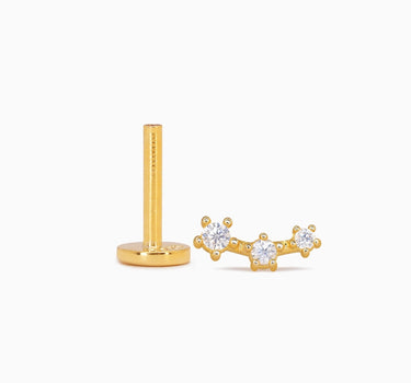 Diamond dainty climber flat back earrings in 18K gold 