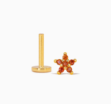 Garnet 5 Petal Flower Flat Back Labret - eyrful