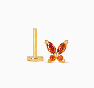 Garnet Butterfly Flat Back Labret - eyrful