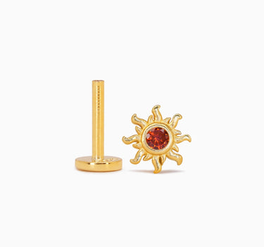 Garnet Sun Flat Back Labret - eyrful