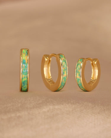 Green Opal Inlay Hoops - eyrful