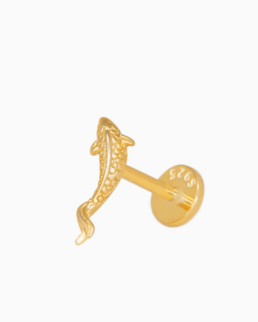 koi fish flat back earrings in 18K gold as cartilage earrings