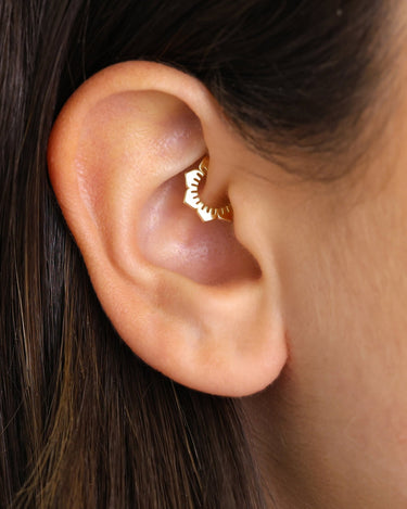 18K gold lotus flower clicker hoop earrings as daith earrings