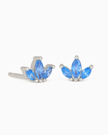 Marquise Flower Aquamarine Studs - eyrful