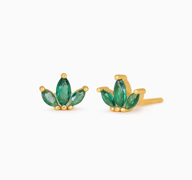Marquise Flower Emerald Studs - eyrful