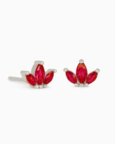 Marquise Flower Ruby Studs - eyrful