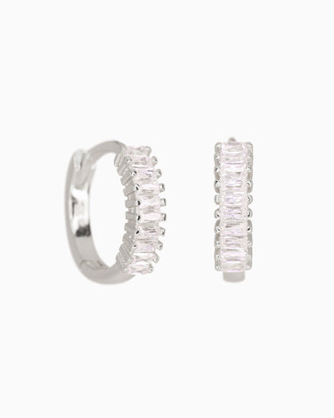 Paved Diamond Baguette Hoops - eyrful