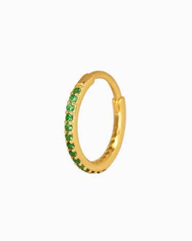 paved emerald clicker hoop earrings in 18k gold plated sterling silver.