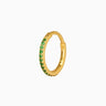 paved emerald clicker hoop earrings in 18k gold plated sterling silver.