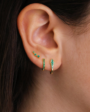 Paved Emerald Hoops - eyrful