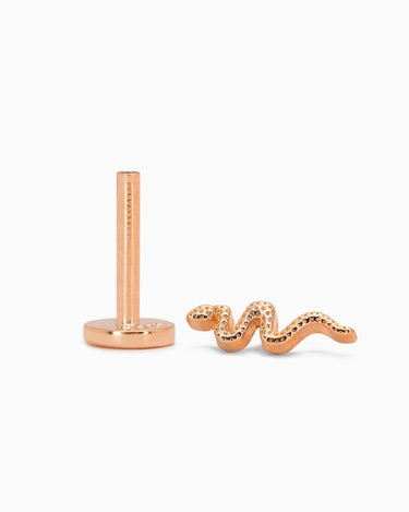 Serpent  flat back earrings in rose gold color as cartilage earrings