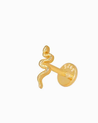serpent flat back earrings in 18k gold and sterling silver as cartilage earrings