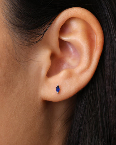 Single Marquise Sapphire Studs - eyrful