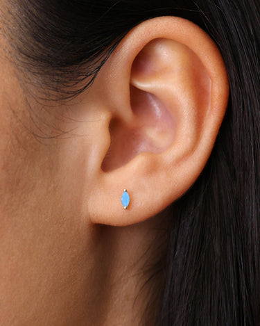 Single Marquise Turquoise Studs - eyrful