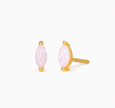 Single Marquise White Opal Studs - eyrful