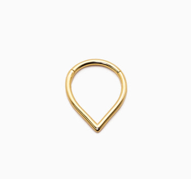 Teardrop clicker hoop earrings in 18K gold plated sterling silver as cartilage earrings.