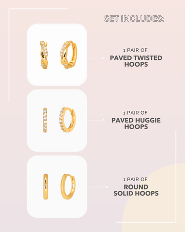 Gold diamond pave twisted hoop earrings pair with gold hoop earrings 