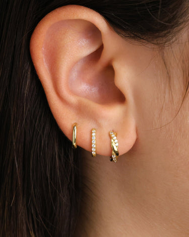 Twisted Paved Diamond Hoop earring set - eyrful