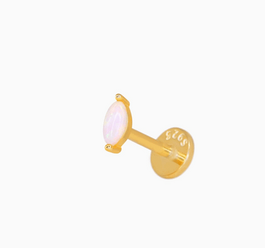 White Opal Marquise Flat Back Labret - eyrful
