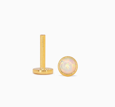 White Opal Stone Flat Back Labret - eyrful